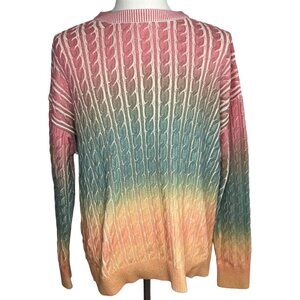 Zara Cable Knit Pullover Crewneck Cotton Blend Sweater